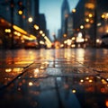 City lights dance Blurred night cityscape enhanced by captivating circle bokeh