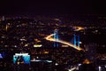 City lights in the downtown of Istanbul, Turkey. Night panorama. Royalty Free Stock Photo