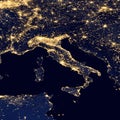 City lights Of Italy ,Elements of this image are furnished by NASA Royalty Free Stock Photo