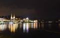 City lights near Geneva lake in Lucerne Switzerland on night