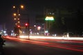 City Lights At Night Time with moving cars, Long exposure Royalty Free Stock Photo