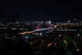 City light and night view above Istanbul, Turkey. 15th July martyrs bridge -Bosphorus brid