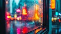 City Lights Reflected in a Wet Window Royalty Free Stock Photo