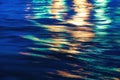 City lights reflection. Colorful glare on the water Royalty Free Stock Photo