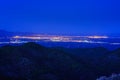 City lights in twilight landscape Royalty Free Stock Photo