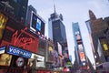 City lights at twilight at Times Square