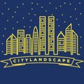 City line art logo vector illustration design. city landscape outline Royalty Free Stock Photo