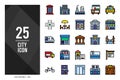 25 City Lineal Color icon pack. vector illustration