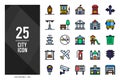 25 City Lineal Color icon pack. vector illustration