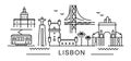 City of Lisbon in outline style on white