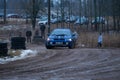 Winter autocross 2018, peoples and sport cars. Engine and speed. Travel photo 2018