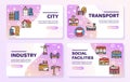 City locations color linear icons vector set Royalty Free Stock Photo