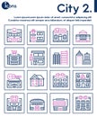 City locations color linear icons vector set Royalty Free Stock Photo