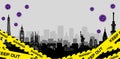 City lockdown banner illustration / pandemic, corona virus, COVID-19