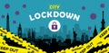 City lockdown banner illustration / pandemic, corona virus, COVID-19