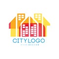 City logo original design, abstract city building concept colorful vector Illustration Royalty Free Stock Photo