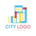 City logo original design, abstract city building concept colorful vector Illustration Royalty Free Stock Photo