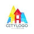 City logo original design, modern city building colorful vector Illustration Royalty Free Stock Photo