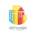 City logo original design, modern city building colorful vector Illustration Royalty Free Stock Photo