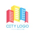 City logo original design of real estate and city building colorful vector Illustration Royalty Free Stock Photo