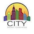 City logo, vector building web icon