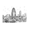 The City of London, England, UK. Graphic sketch