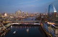 City of London in the evening - aerial view - LONDON, UK - DECEMBER 20, 2022 Royalty Free Stock Photo