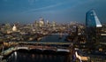 City of London in the evening - aerial view - LONDON, UK - DECEMBER 20, 2022 Royalty Free Stock Photo