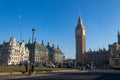 City of London, financial center, bridges, buildings, and views from the sky in the United Kingd Royalty Free Stock Photo