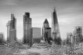 City of London financial district square mile skyline with storm with double exposrue effect Royalty Free Stock Photo