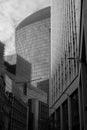 City of London financial district Walkie Talkie Building at 20 Fenchurch Street, photographed in monochrome on a clear winter`s da Royalty Free Stock Photo