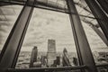 City of London framed by skyscraper window glasses Royalty Free Stock Photo