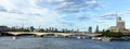 City of London in late afternoon light from Hungerford Bridge. Royalty Free Stock Photo