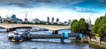 City of London in late afternoon light from Hungerford Bridge. Royalty Free Stock Photo