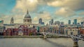 City of London, Millennium bridge and St. Paul's cathedral Royalty Free Stock Photo