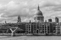 City of London, Millennium bridge and St. Paul;s cathedral Royalty Free Stock Photo