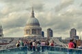 City of London, Millennium bridge and St. Paul's cathedral in su Royalty Free Stock Photo