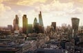City of London modern buildings at sunset Royalty Free Stock Photo