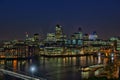 City of London over River Thames, at nightfall Royalty Free Stock Photo