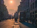 City of London and the Oxford Street in evening lights