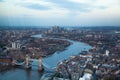 City of London panorama in sunset. First night lights Royalty Free Stock Photo