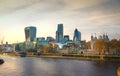 City of London panorama in sunset. Royalty Free Stock Photo