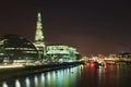City of London: skyline of Thames bank at night