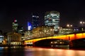 City of London from south of thames night Royalty Free Stock Photo