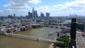 City of London, St Pauls Cathedral and Millennium Bridge aerial view Royalty Free Stock Photo
