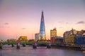 City of London at twilight, Shard, view from the river Thames