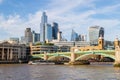 City of London and an Uber Boat on the River Thames in London