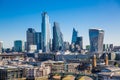 City of London in morning gentle light. Business and banking area with modern skyscrapers. London, UK