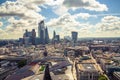 City of London view at sunny day. View include Office buildings banking and financial district Royalty Free Stock Photo