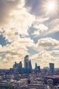 City of London view at sunny day. View include Office buildings banking and financial district Royalty Free Stock Photo